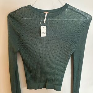 Free People Green Knit Blouse